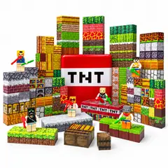 SHUGS - Juego Cubos Magnéticos Tnt 200 Piezas 6 Figuras Minecraft