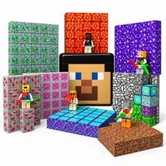 SHUGS - Juego Cubos Magnéticos Steve 200 Piezas 6 Figuras Minecraft