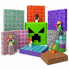 SHUGS - Juego Cubos Magnéticos Creeper 200 Piezas 6 Figuras Minecraft