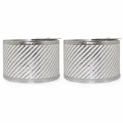 GIO HOME - PACK X2 CINTA ALAMBRADA 2.5 X 10YDS PLATEADA CON LINEAS DIAGONALES