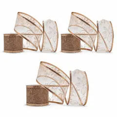 GIO HOME - PACK X3 CINTA 6CMX9M FLORES ARABESCOS VELO PALO ROSA
