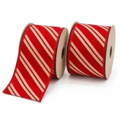 GIO HOME - PACK X2 CINTA ROJA LINEAS DIAGONALES EN YUTE 6.3CMX10YD