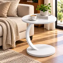 GENERICO - Mesa Auxiliar Redonda Tipo C Para Sofá Sala Moderna 60 Cm