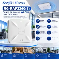 RUIJIE REYEE - Access Point RG-RAP2260(E) WiFi 6 AX3200 Doble Banda 2.5G PoE 512 Usuarios