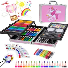 GENER - Set de Arte Profesional Unicornio Plegable AZ, 145 Piezas, para Niños y Principiantes