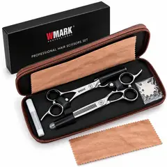 SWISSHOME - Set Tijeras Profesionales Corte Pulir Cabello Acero Inoxidable Barbería