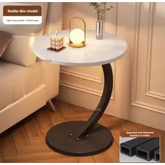 GENERICO - MESA AUXILIAR MINIMALISTA BASE CURVA BJ-03	 BLANCO MARMOL