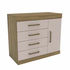 MULTIMUEBLES - Comoda Romenia 4 cajones y Puerta Miel Blanco