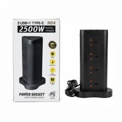 GENERICO - Regleta Torre Enchufes 11 Tomas 2 Usb 1 Tipo C 2500w N84