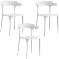 GENERICO - Set X3 Sillas Plásticas Modernas Para Comedor y Exterior, Diseño Versátil y Liviano