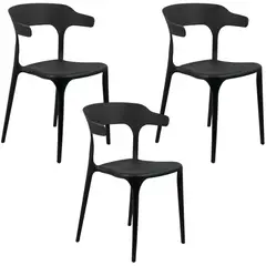 GENERICO - Set X3 Sillas Plásticas Modernas Para Comedor y Exterior, Diseño Versátil y Liviano