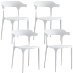GENERICO - Set X4 Sillas Plásticas Modernas Para Comedor y Exterior, Diseño Versátil y Liviano