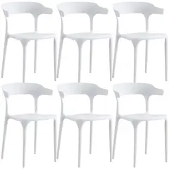 GENERICO - Set X6 Sillas Plásticas Modernas Para Comedor y Exterior, Diseño Versátil y Liviano