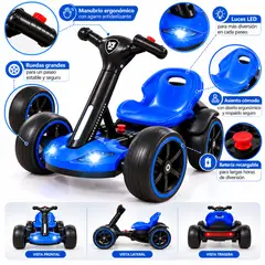 SWISSHOME - Carro Go Kart Eléctrico Infantil Plegable Ajustable Montable Niño