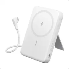 ANKER - Power Bank 10000mAh 30W con Cable USB-C, Soporte Plegable y Acople Magnético Smartphone Blanco