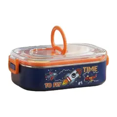 GENERICO - Lonchera Infantil Porta Comidas Acero Inoxidable 304 con Compartimentos y Tapa Hermética Azul Turquí