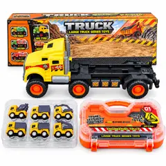 AMERICAN GENERICS - Camión Transportador con 6 Carritos de Construcción 239