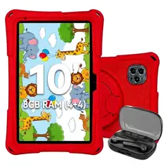 KRONO - Tablet Niños 10 Pulgadas 8GB 4+4 RAM 64GB Net X2 + Case de goma + Audífonos 002 BQ20
