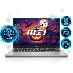 MSI - MODERN 13 F13MG-097XCO INTEL CORE 5 120U, DDR4 8GB, SSD 512GB, PANTALLA 13.3" FHD IPS, PLATEADO