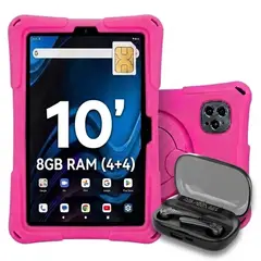 KRONO - Tablet Niños 10 Pulgadas 8GB 4+4 RAM 64GB Net X2 + Case de goma + Audífonos 003 BQ20