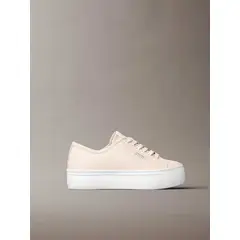 CALVIN KLEIN - Tenis beige de plataforma con estampado de monograma