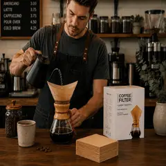 CHEMEX - Filtros de café Preplegados Para Cafetera de Goteo Sin Blanquear 100Un