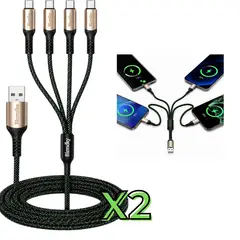 GENERICO - Cable USB C 4 en 1 de Carga Rápida Trenzado en Nailon x2 Unidades