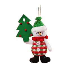 GENERICO - Adorno Navideño Colgante Muñeco de Nieve con Pino de Fieltro 22 x 17 cm Rojo y Verde