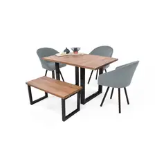 MICA - Juego de Comedor Moderno para 4 Personas (Comedor + 3 Sillas + Banco)