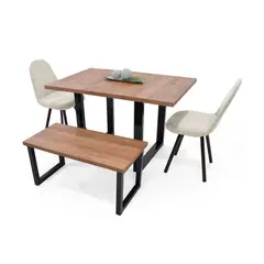 MICA - Juego de Comedor Moderno para 4 Personas (Comedor + 2 Sillas + Banco)