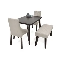 MICA - Juego de Comedor Moderno para 4 Personas en Aglomerado MDF Gris (Comedor + 2 Sillas + Banca)