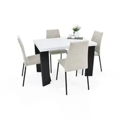 MICA - Juego de Comedor Moderno para 4 Personas (Comedor + 4 Sillas)