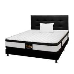 DORMILANDIA - Colchón con Base Cama cama Sencillo Firmeza Media Espumado con Doble Pillow Malta 100 x 190 cm + Cabecero - Compra Sin Interes, Te Devolvemos el 100% de los Intereses Pagando con Tarjeta CMR Banco Falabella a 3 Cuotas