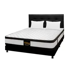 DORMILANDIA - Colchón con Base Cama Doble Firmeza Media Espumado con Doble Pillow Malta 140 x 190 cm + Cabecero - Compra Sin Interes, Te Devolvemos el 100% de los Intereses Pagando con Tarjeta CMR Banco Falabella a 3 Cuotas