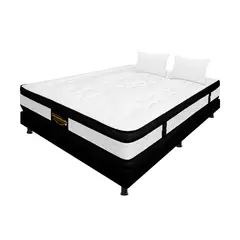 DORMILANDIA - Colchón con Base Cama Doble Firme Espumado con Doble Pillow Hibrido 140 x 190 cm
