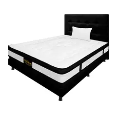 DORMILANDIA - Colchón con Base Cama cama Sencillo Firme Espumado con Doble Pillow Hibrido 100 x 190 cm - 0% Interés a 3 Cuotas Pagando con tu CMR Banco Falabella
