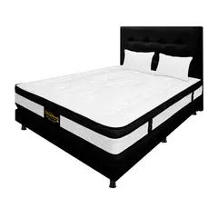 DORMILANDIA - Colchón con Base Cama Doble Firme Espumado con Doble Pillow Hibrido 140 x 190 cm - 0% Interés a 3 Cuotas Pagando con tu CMR Banco Falabella