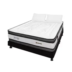 DORMILANDIA - Colchón con Base Cama King Firmeza Media Ortopédico Resortado con Doble Pillow Wonderful 200 x 200 cm - 0% Interés a 3 Cuotas Pagando con tu CMR Banco Falabella