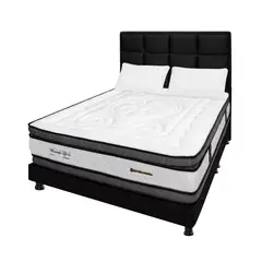 DORMILANDIA - Colchón con Base Cama King Firmeza Media Ortopédico Resortado con Doble Pillow Wonderful 200 x 200 cm + Cabecero