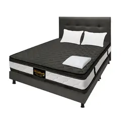 DORMILANDIA - Colchón con Base Cama Queen Firmeza Media Ortopédico Resortado con Doble Pillow Marshall 160 x 190 cm + Cabecero - 0% Interés a 3, 6 o 12 Cuotas Pagando con tu CMR Banco Falabella