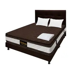 DORMILANDIA - Colchón con Base Cama Semidoble Firmeza Media Ortopédico Resortado con Doble Pillow Marshall 120 x 190 cm + Cabecero - 0% Interés a 3 o 6 Cuotas Pagando con tu CMR Banco Falabella