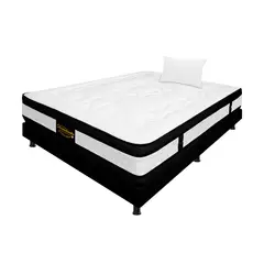 DORMILANDIA - Colchón con Base Cama Sencillo Firmeza Media Ortopédico Resortado con Doble Pillow Hibrido 100 x 190 cm