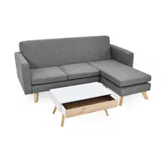 MICA - Juego de Sala Moderno en Tela (Sofá en L + Mesa de Centro) Bruselas