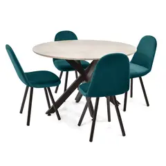 MICA - Juego de Comedor Lubena Moscú Denver 4 Puestos - Mueble