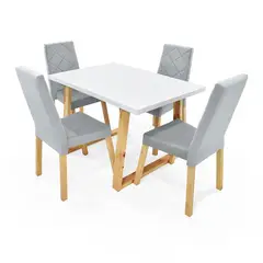 MICA - Juego de Comedor Moderno para 4 Personas Gris (Comedor + 4 Sillas)