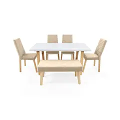 MICA - Juego de Comedor Albany Linou Denver 6 Puestos - Mueble