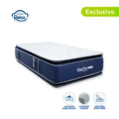 COLCHONES RELAX - Colchón Sencillo Firme Doble Pillow Espumado Vital Fort 100 x 190 cm - 0% Interés a 3 Cuotas Pagando con tu CMR Banco Falabella