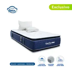 COLCHONES RELAX - Colchón Sencillo Firme Doble Pillow Espumado Vital Fort 100 x 190 cm + Almohada + Protector