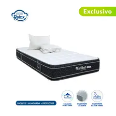 COLCHONES RELAX - Colchón SemiDoble Firme Doble Pillow Espumado New Rest 120 x 190 cm + Almohada + Protector