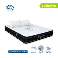 COLCHONES RELAX - Colchón Queen Firme Doble Pillow Espumado New Rest 160 x 190 cm + 2 Almohadas + Protector - 0% Interés a 3 Cuotas Pagando con tu CMR Banco Falabella